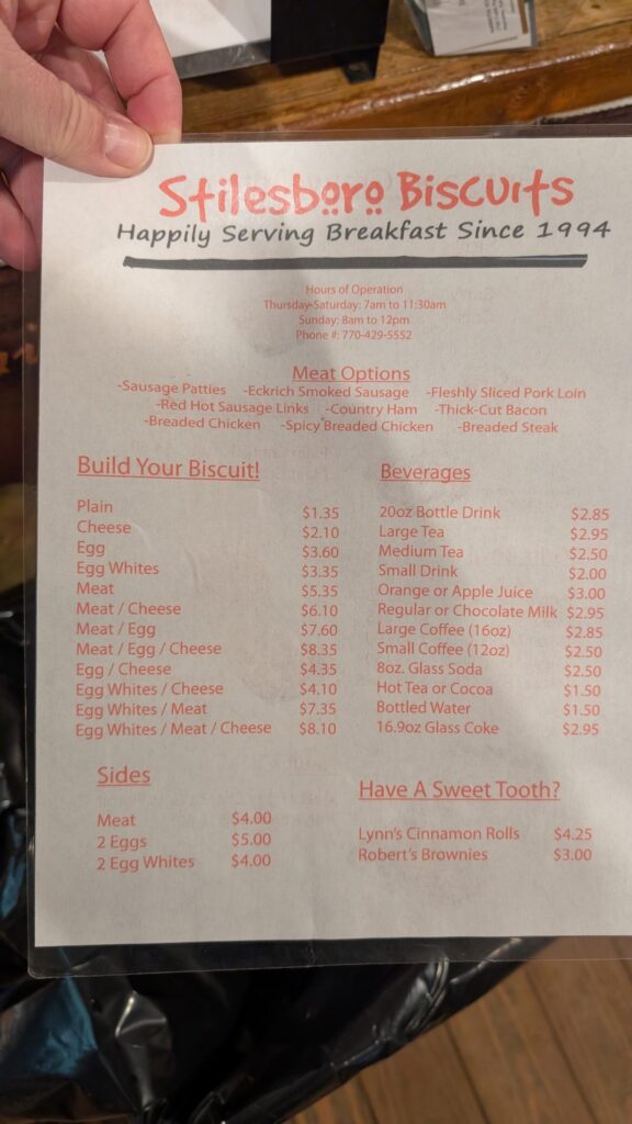 Stilesboro Biscuits Menu 5