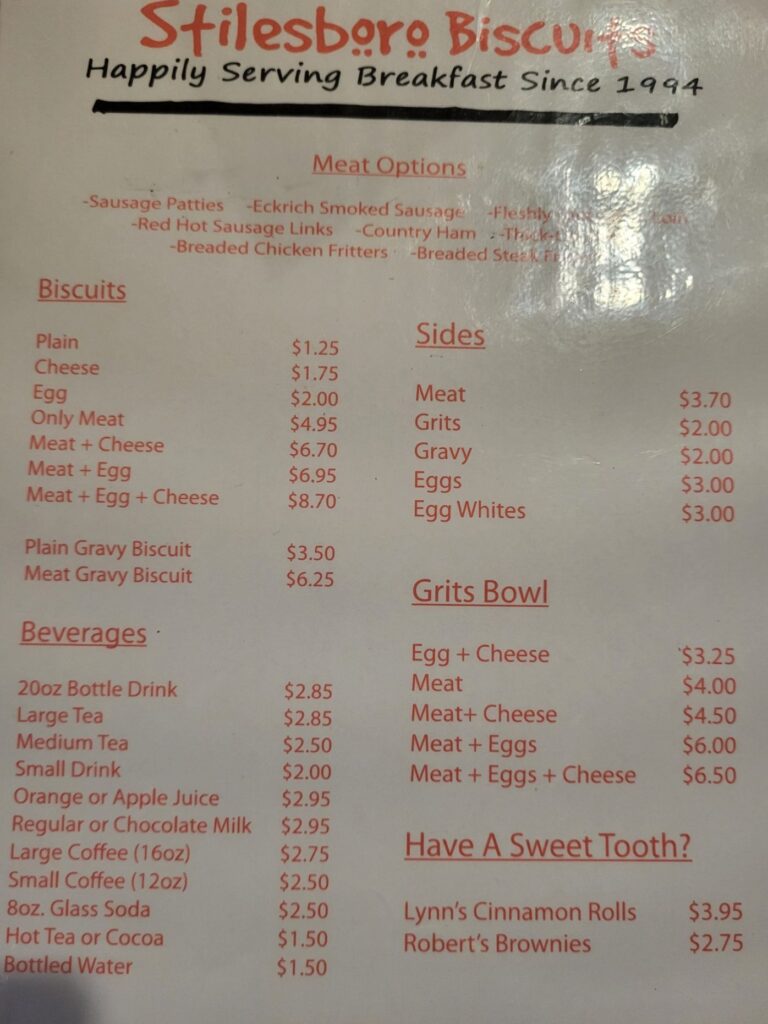 Stilesboro Biscuits Menu 6