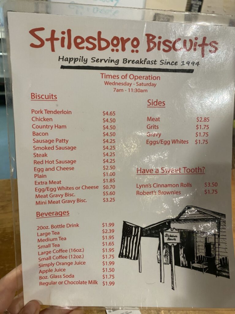 Stilesboro Biscuits Menu 7