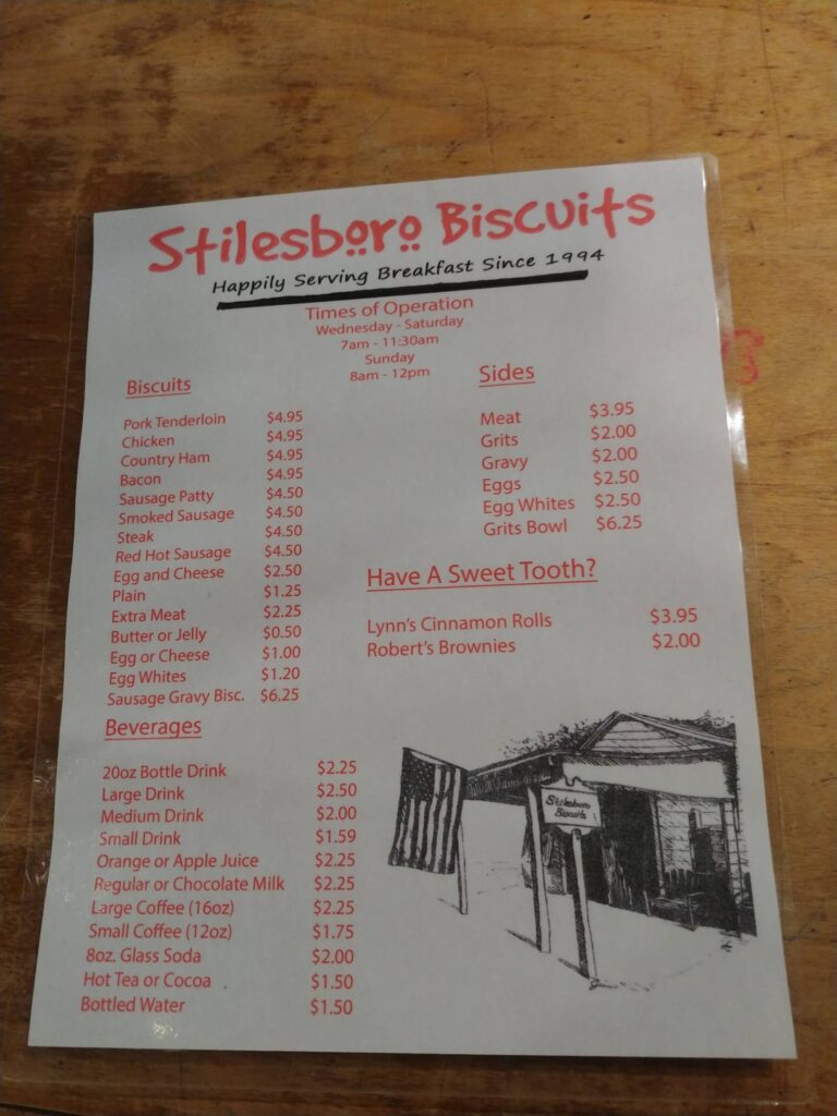 Stilesboro Biscuits Menu 8